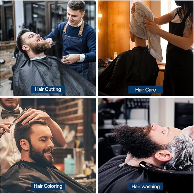 10 Pcs Barber Capes Professional Hair Cutting Capes for Adults Large Hair Cape for Haircuts with Adjustable Snap Closure Waterproof Salon Cape for Hairstylists Coloring and Styling (Black)