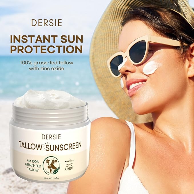 Tallow Sunscreen &amp Tallow Balm Set: 100% Grass-Fed Beef Tallow Sunscreen Balm with Zinc Oxide + Whipped Tallow Moisturizer ? Daily Sun Protection &amp Deep Hydration for Sensitive Skin Face &amp
