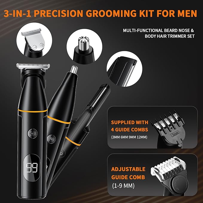 Head Shavers Bald Men&amp Manscape Body Hair Trimmer KitWaterproof Head Shaver for Bald Men with Body Hair Trimmer for Groin/Pubic/Balls USB-C Rechargeable with LED Display