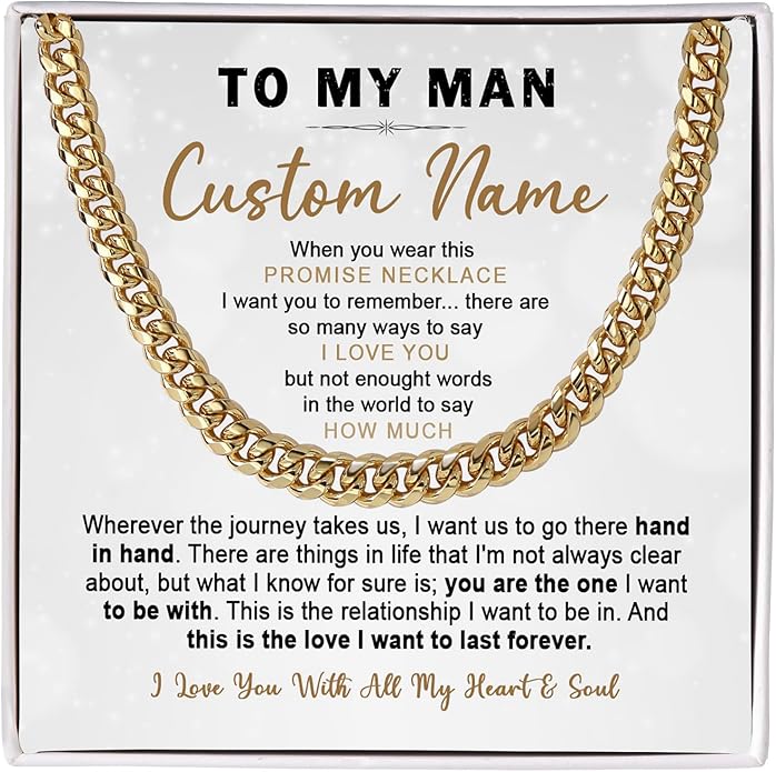 To My Man Necklace Custom Cuban Chain Necklace Gift For Husband Valentine Gift For Men Anniversary Birthday Gift For Him Husband Necklace From Wife Boyfriend Jewelry From Girlfriend