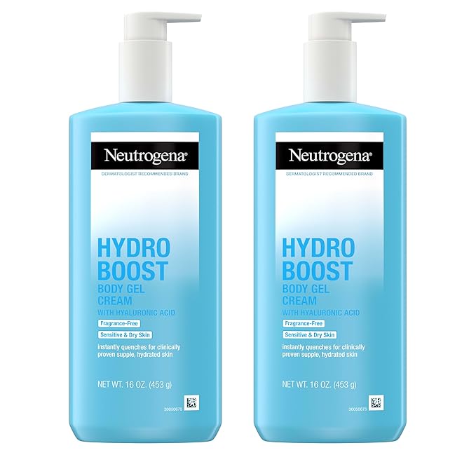 Neutrogena Hydro Boost Body Gel Cream Hydrating Body Lotion with Hyaluronic Acid for Sensitive Skin Fragrance-Free Hyaluronic Acid Moisturizer 16 oz 2 Pack