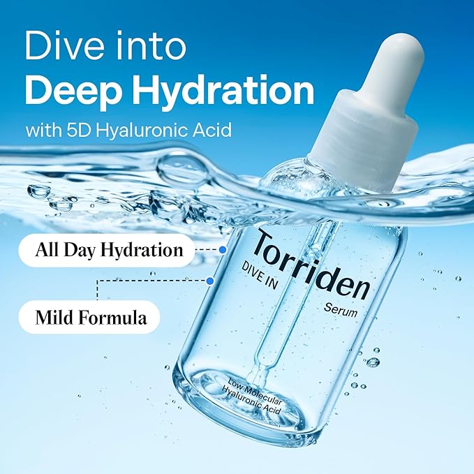 Torriden DIVE IN Hyaluronic Acid Serum 50ml(1.69 fl.oz.) * 2 (Pack of 2) | Deep Hydration to Get Glow Skin | Hyaluronic Acid Panthenol Allantoin | Korean Facial Serum