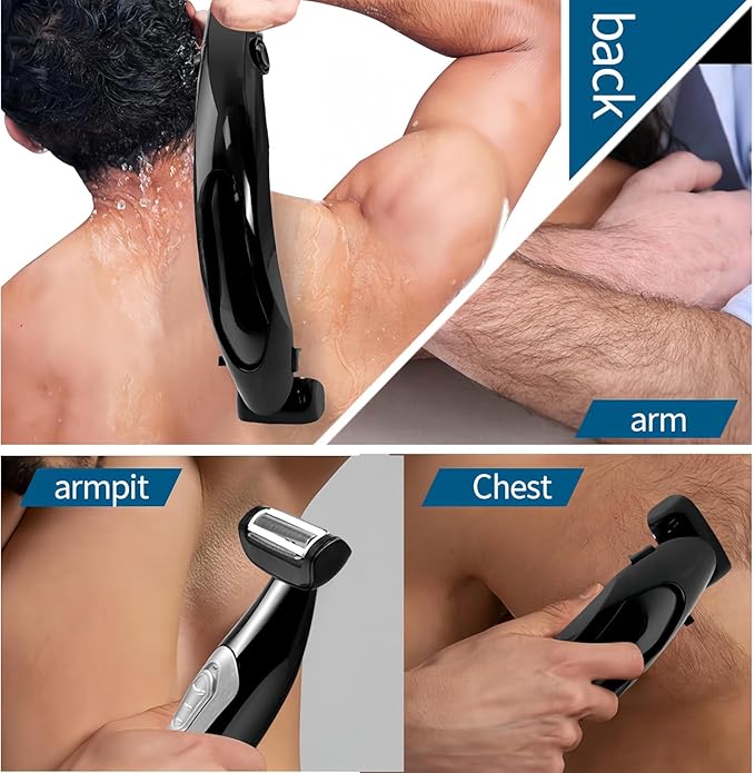 Multi Fuctional Chest Back Shavers for Men Wet Dry Use Back Extreme Reach Removable Handle Shavers