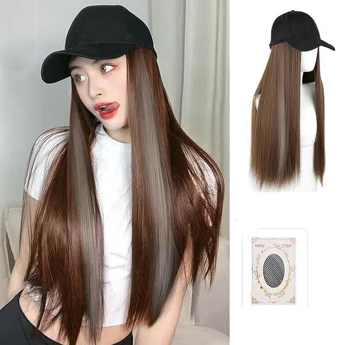 Women's Hat wig Duck Tongue hat collarbone Hair Straight hair inner Buckle wig Baseball Cap Sun Hat Wave Curly Hair