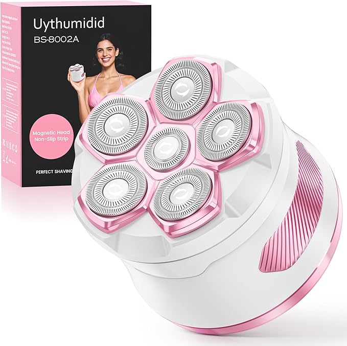 Electric Razors for Women - Flawless Women's Electric Body Shaver Waterproof Wet Dry Hair Remover with Detachable Head Easy to Hold with Anti-Slip Strips Cherry