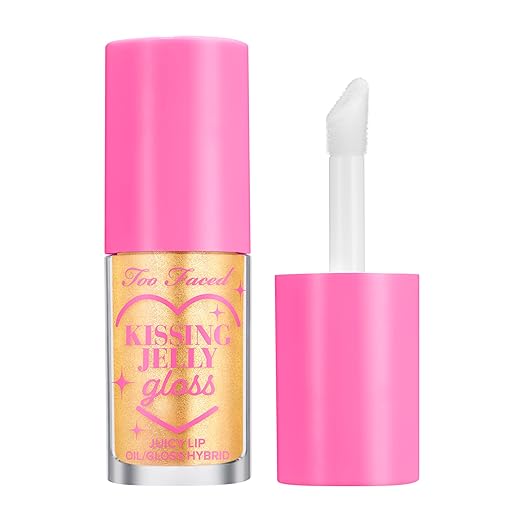 Too Faced Kissing Jelly Lip Oil Gloss | Hydrating Lip Oil + Gloss Hybrid for Instant Moisture and Shine 0.15 Fl Oz