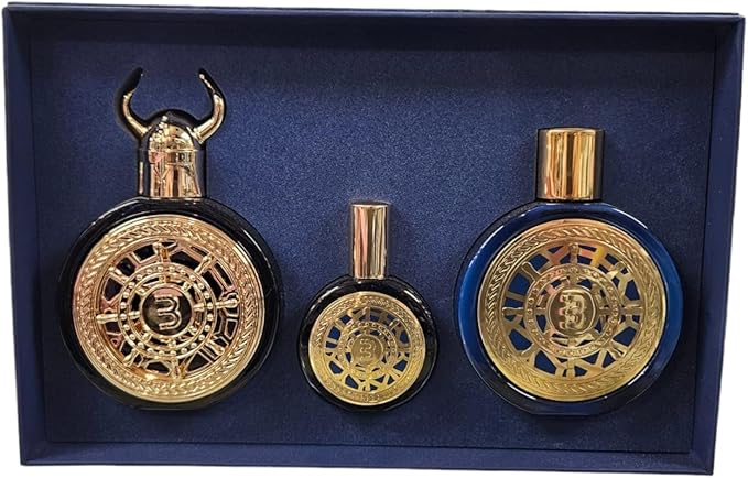 Bharara Viking Beirut Gift Set Parfum 3.4oz 100ml with mini 1.0oz/30ml and Body Lotion 6.0oz/180ml
