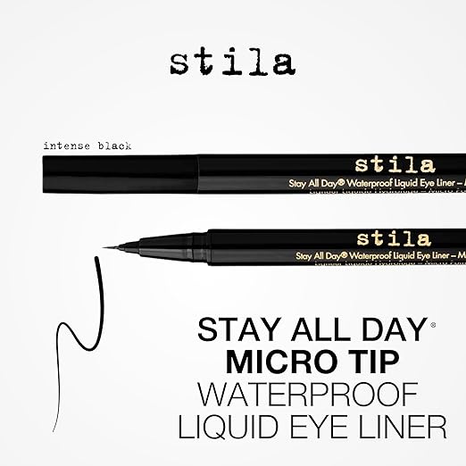 stila Waterproof Liquid Eye Liner Stay All Day Makeup with Fine Brush Tip Lasting Satin Finish Smudge-Proof &amp Transfer-Resistant