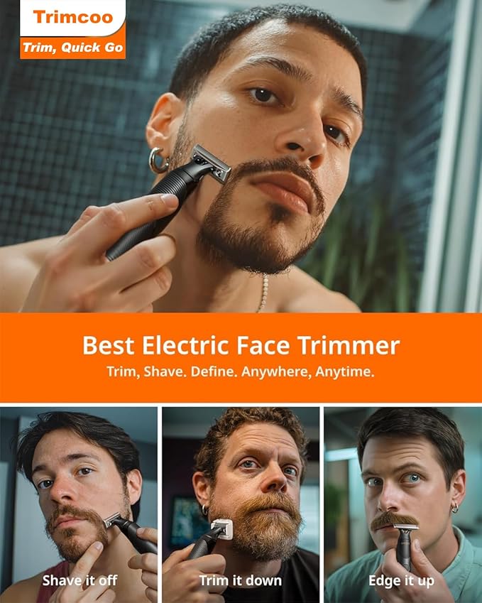 [2025 Upgraded] Beard &amp Nose Hair Trimmer Kit [All-in-One] 12 in 1 Rotating Comb Travel Body Hair Electric Shaver for Men USB-C Fast Charging Painless Razor Waterproof Wet/Dry Black(Pack)