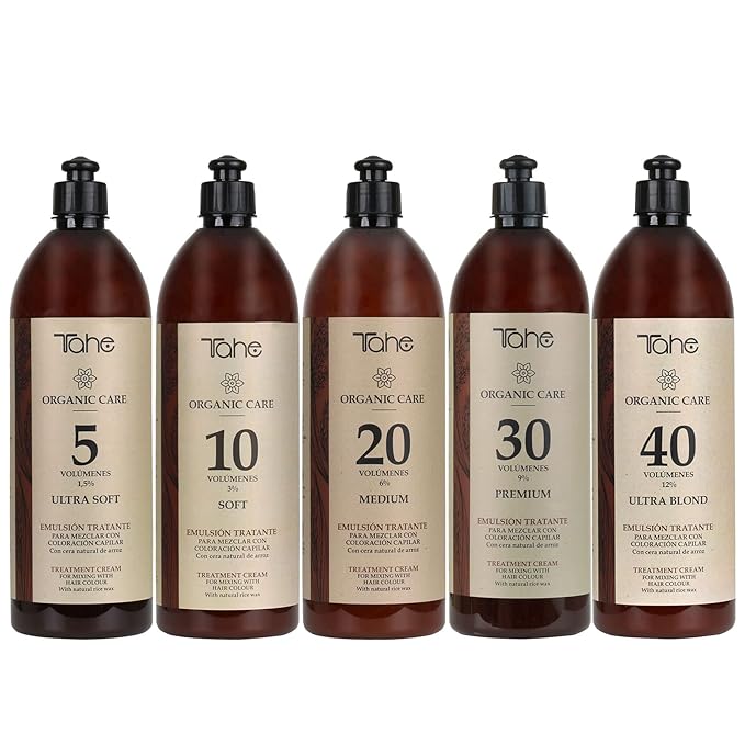 Tahe Organic Care Oxygenated Emulsion for Hair Coloring Mix For Difficult Gray Coverage. ECO-certified and Animal Friendly ingredients. (30 Vol 900ml)