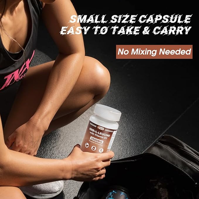 HMB and Leucine Supplement 3500mg L-Leucine HMB with Vitamin D3 Amino Acid BCAA for Men Vegan Gluten Free 90 Capsules