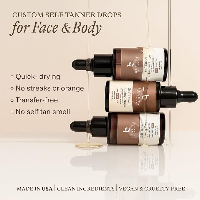 Self Tanning Drops for Face - USA Made with Organic &amp Natural Ingredients Bronzing Face Tanning Drops with Aloe Vera Non Toxic Self Tanner for Sunless Fake Tan &amp Natural Glow Cruelty &amp