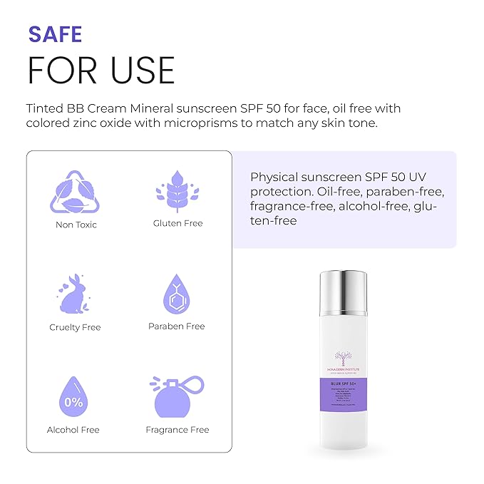 Blur It Up Tinted Sunscreen for Face Daily Mineral Sunscreen with Zinc Oxide - Makeup Primer - Hydrating Sun Skin Care by NOVA DERM INSTITUTE Made in USA (1.7 fl oz)