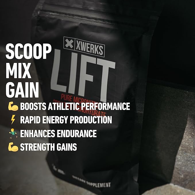 Xwerks Lift Micronized Creatine Monohydrate Powder Unflavored 80 Servings 100% Pure Natural 5000mg Creatine Formula Highly Soluble Mass Gainer Supplement Pre Workout for Muscle Growth Recovery