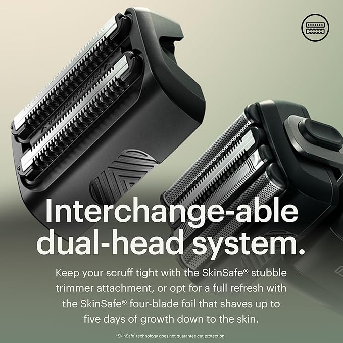 MANSCAPED® The Chairman??PRO Men?™s Electric Foil Face Shaver - Two Interchangeable Blade Heads SkinSafe® Four-Blade Foil &amp Stubble Trimmer USB-C Wireless Compatible Charging Gentle on Neck
