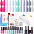 Gellen Gel Nail Polish Kit with U V LED Light 72W Nail Dryer 12 Trendy Colors Nail Gel Polish No Wipe Top Base Coat Nail Art Decorations Manicure Tools All-In-One Manicure Kit Bright and Pastels