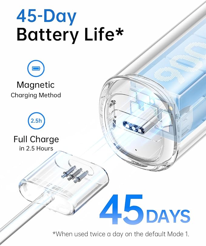 Laifen Wave Electric Toothbrush Oscillation &amp Vibration Sonic Electric Toothbrush for Adults with 3 Brush Heads IPX7 Waterproof ADA Accepted Travel Powered Toothbrush ABS(White)