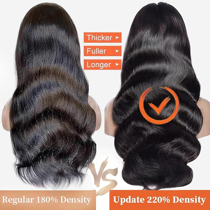 36 Inch Body Wave Lace Front Wigs Human Hair 13x6 HD Transparent Lace Front Wigs Pre Plucked Brazilian Virgin Human Hair Wig 220% Density Lace Frontal Wigs Natural Color