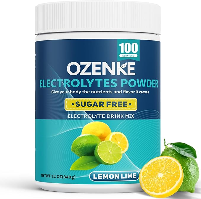 100 Servings Electrolytes Powder Sugar Free Hydration Powder Electrolyte Powder No Sugar Lemon Lime Flavor Electrolytes Drink Mix Supplement for Rapid Hydration Low Sodium 0 Calorie