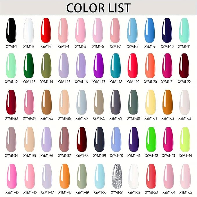 55 Color Gel Nail Polish Set Full Colors Necessary Professional Nail Art DIY Tools 8ml each Lasting and Durable Soak Off Gel/UV Nail Polish Ideal for Nail Salon or Home DIY
