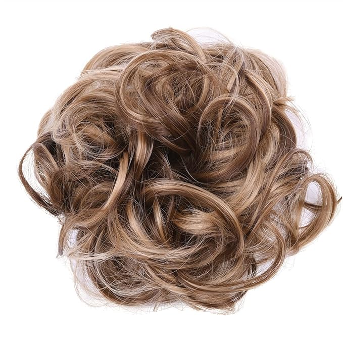 Hair Accessories 1 Pack Synthetic Donut Bun Messy Bun Hair Slices Curly Wavy Headbands Women Bun Wig Synthetic Wig Hair Extensions Hair Pieces For Women(9H19)