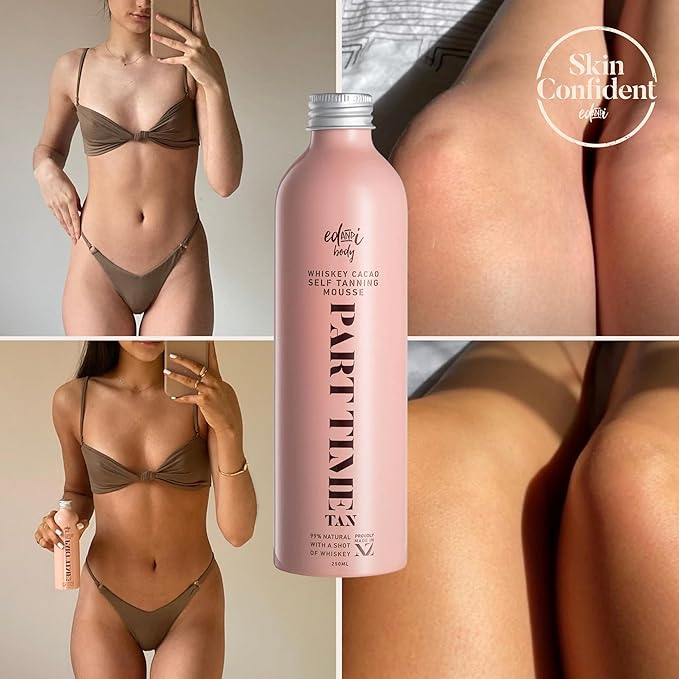 ed&ampi PART TIME Self Tanner With Natural DHA Whiskey Cacao Self Tanning for Women Natural Long Lasting Body Sunless Tan Leg Tanner for Women Buildable Golden Glow Tanning Products 8.45 oz