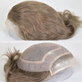 Men's Toupee 10×8 European Virgin Human Hair Toupee Hair pieces for Men Thin Skin Hair Replacement System Lace Front+ Mono Net with PU around Base for Men (#6 color)