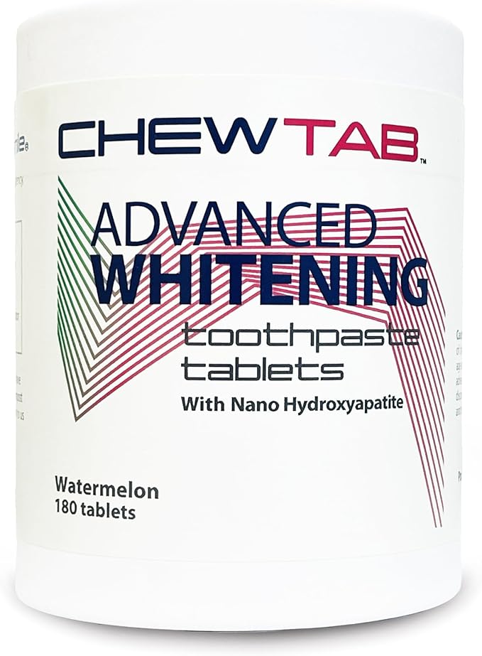 Chewtab Advanced Whitening Toothpaste Tablets with Nano-Hydroxyapatite 180 Count Refill (Watermelon)