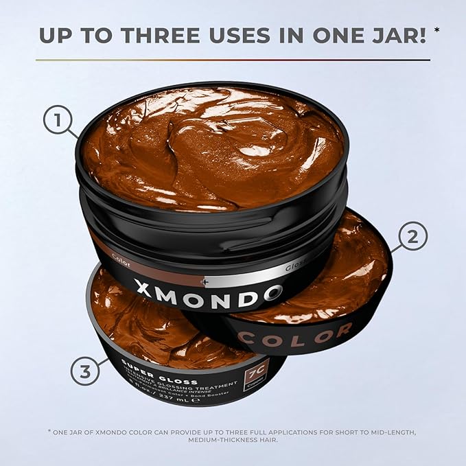 XMONDO Color Copper Color Depositing Mask &amp Semi-Permanent Hair Dye Super Gloss Infused with Bond Boosters for Nourishment Revitalize &amp Repair Vegan Formula 8 Fl Oz