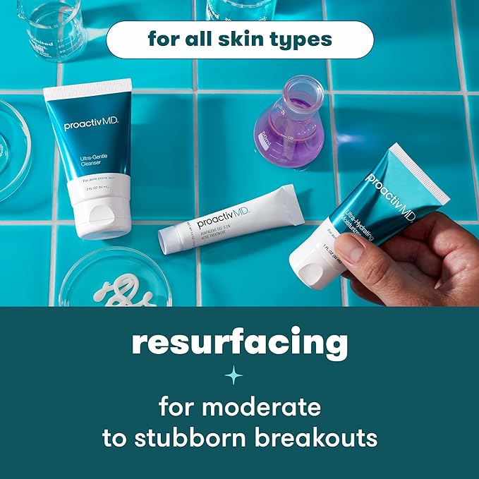 Proactiv MD 3-Step Routine Ultra-Gentle Face Cleanser 0.1% Adapalene Gel Treatment Ultra-Hydrating Moisturizer 30-Day Acne Treatment Kit