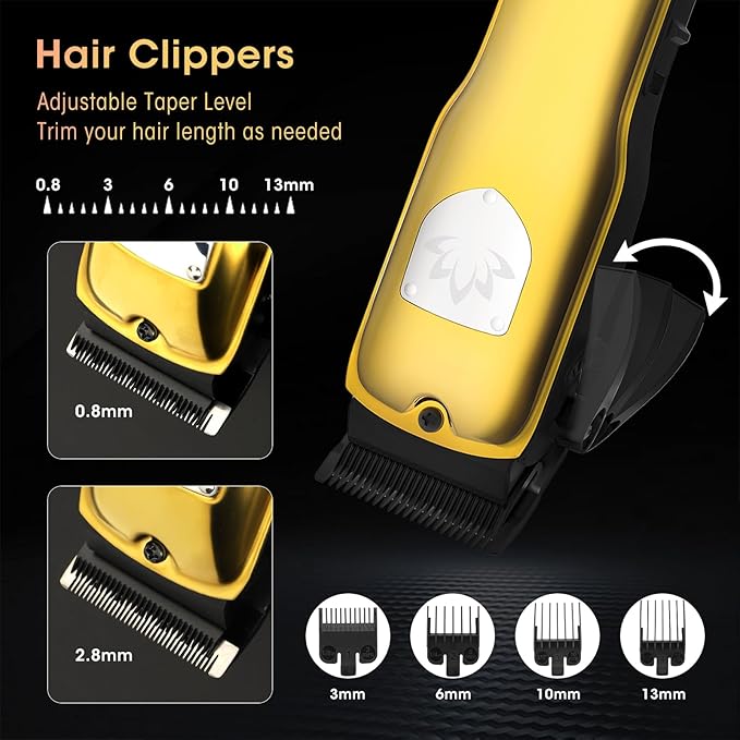 Professional Hair Clippers for Men Cordless Hair Clippers T-Blade Trimmer Nose Hair Trimmer Electric Shaver Set Haircut Grooming Kit with LED Display for Barber Ideal Gift for Him