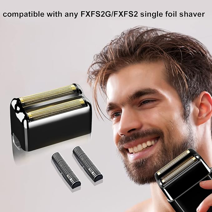Professional Replacement Foil and Cutters for BaBylissPRO Barberology Double Foil Shaver Compatible with BaBylissPRO Barberology FXFS2 Shaver (3 black)