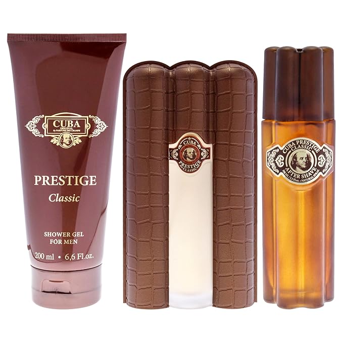 Cuba Prestige Classic for Men - 3 Pc Gift Set 3oz EDT Spray 6.7oz Shower Gel 3.3oz After Shave
