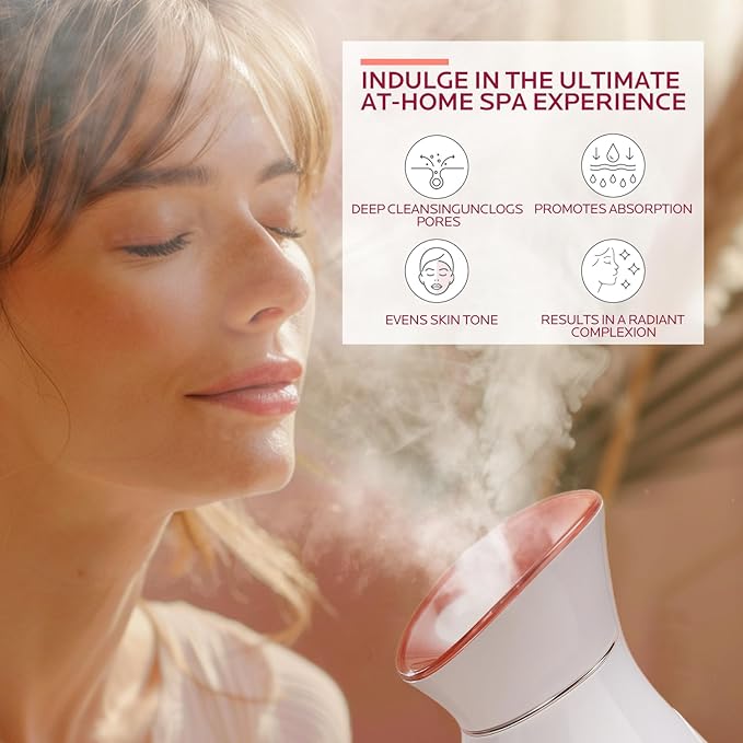 Colorfarm Facial Steamer Skin Care Kit: Face Steamer Home Spa Deep Cleaning Unclogs Pores with 4 Skin Care Tools - Relaxing Self Care Skincare Beauty Gifts for Women (On-The-Go Beauty Quick Fix Kit)