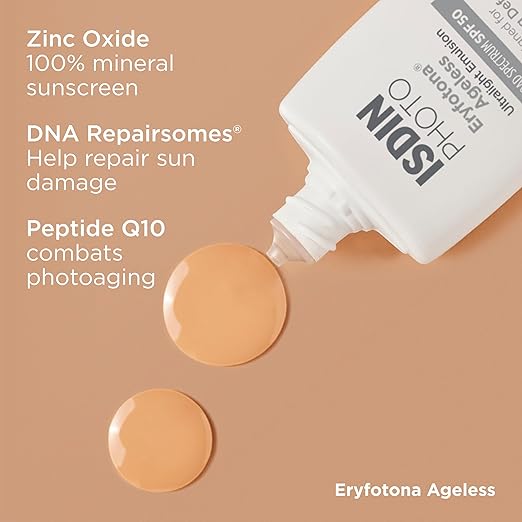 ISDIN Eryfotona Ageless Sunscreen Zinc Oxide and 100% Mineral Tinted Sunscreen SPF 50+