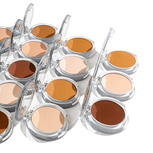 P?R MINERALS 4-in-1 Pressed Mineral Makeup Powder Foundation with SPF 15 - Concealer &amp Finishing Compact Pressed Powder for Face - Buildable Medium to Full Coverage Foundation Powder