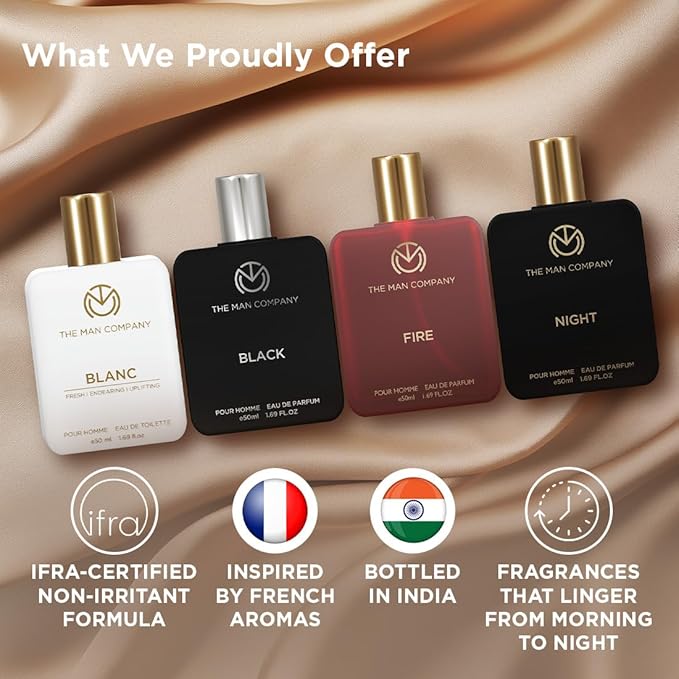 The Man Company Perfume Gift Set for Men 4 * 50ml- A Gentleman's Choice | Premium Long-Lasting EDP &amp EDT For Men | For Party Outing Office &amp Date