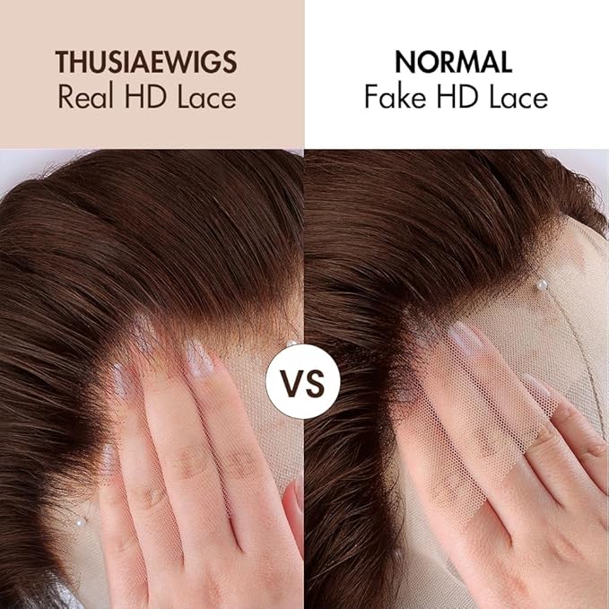 30 Inch Lace Front Wig Human Hair 250% Density SKINLIKE Real HD Lace Wig 13x6 Full Frontal 0.10mm Ultra-thin Pre-Plucked Bleached Knots Invisible Lace Chocolate Brown Deep Wave Human Hair Wigs