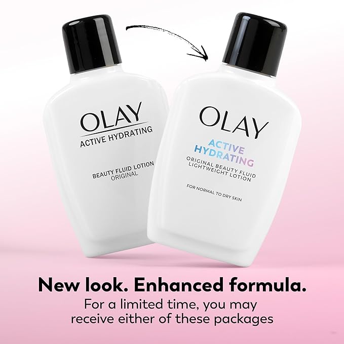 Olay Face Moisturizer active Hydrating Beauty Fluid Lotion Original Facial Moisturizer 4 Oz. (Pack of 2)
