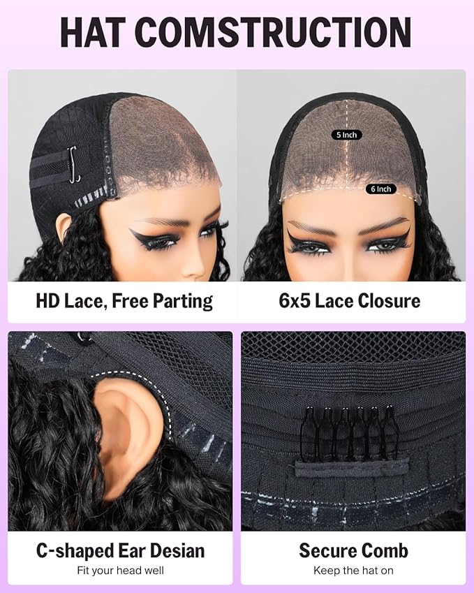 Salon-Quality Special Kinky Curl Wig Human Hair 220% Density Ready to Go Glueless Wigs Human Hair Pre Plucked Pre Cut HD Lace 6x5 Closure Wig Bleached Tiny Knots 18 Inch