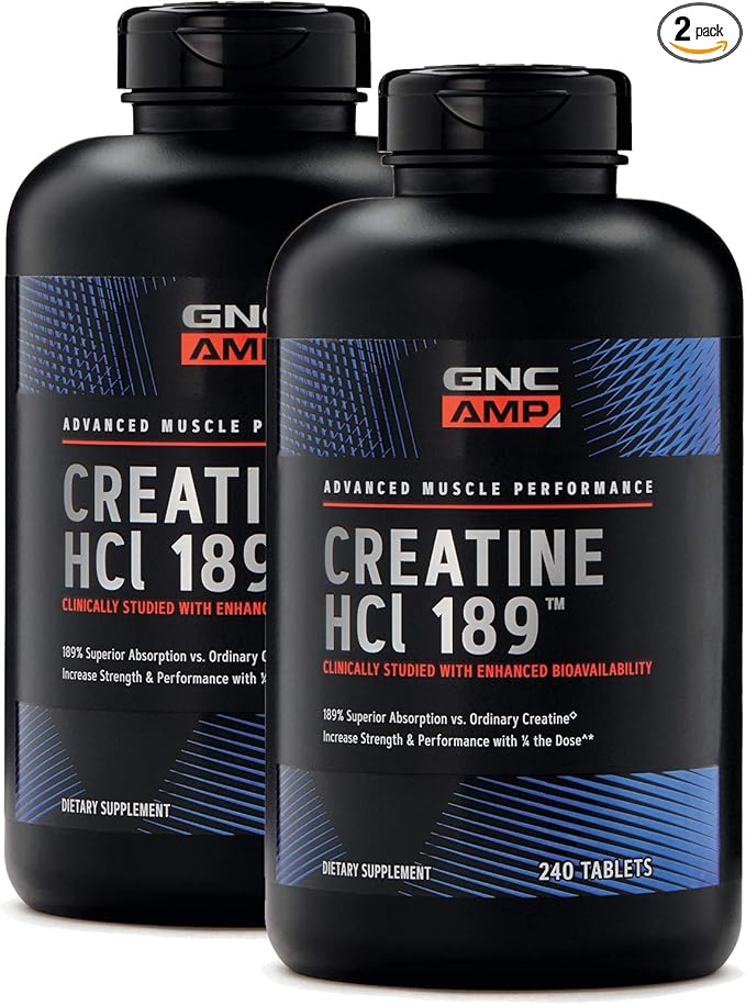 GNC AMP Creatine HCl 189 Targeted Muscle Builder and Recovery Supplement Fast Absorbing Performance Blend 480 Count