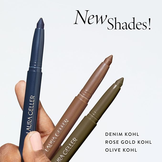 LAURA GELLER NEW YORK Kajal Longwear Kohl Eyeliner Pencil - Olive Kohl - Caffeine and Vitamin E - Smooth &amp Blendable Liner - Built-In Sharpener
