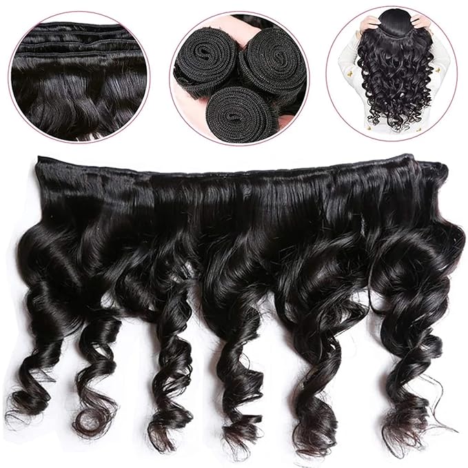Loose Wave Bundles With 4X4 Lace Closure Free Part Human Hair Loose Deep Wave Bundles with Closure 12A 100% Unprocessed Brazilian Virgin Hair Extensions 20 22 24+18 Inch
