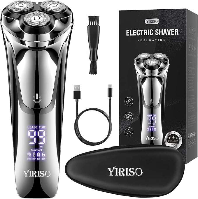 Electric Razor for Men Men?™s Electric Shavers Wet &amp Dry Shaver with Pop-up Trimmer USB-C Rechargeable Waterproof Portable Shaver with LCD Display/Travel Organizer/Travel Lock Ideal Men Gift