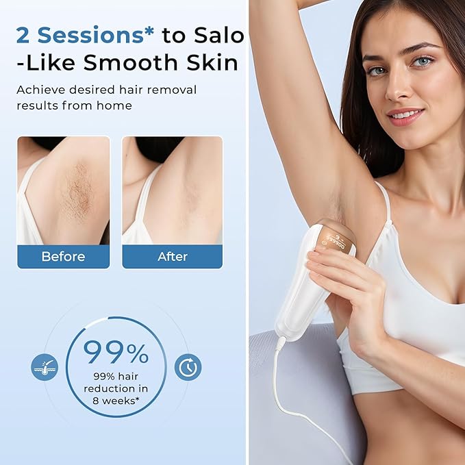 Ice Cool Laser Hair Removal for Women &amp Men 9-Level Permanent Painless IPL Hair Remover Device for Body Face Legs Armpits Bikini Line At-Home Use