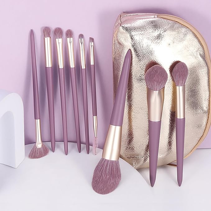Purple Natural Fiber Makeup Brushes Set with Case Vegan Makeup Brush Set Professional by ENZO KEN Colorful Cosmetic Brushes Makeup Set Make up Brush Set Professional Purple Makeup Brush Set Vegan.