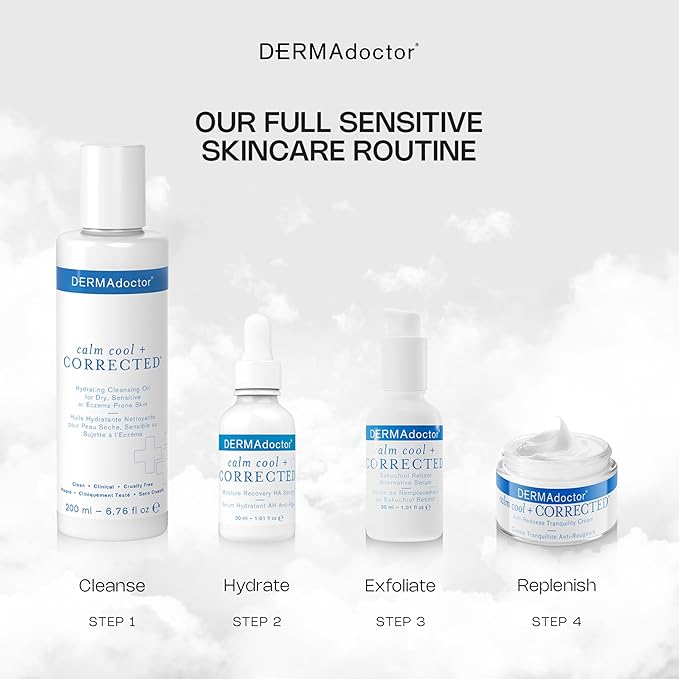 DERMAdoctor Redness &amp Itchy Skin Relief Calm Cool + Corrected Tranquility Cream for Sensitive Skin | moisturizing face cream Hydration with Squalane &amp Hyaluronic Acid White Tea Extract ? 1.7oz