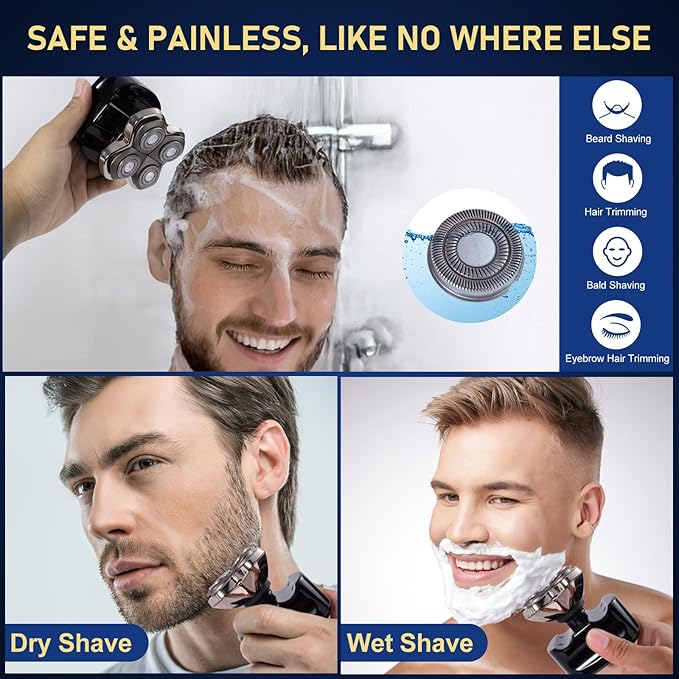 4pcs Shaver Replacement Blades for Skull Shaver Pitbull Boron PROTriple-ring Shaver Replacement Heads Compatible with Skull Shaver Pitbull Gold/Silver/Platinum/Diamond Pro Shaver and Palm Shaver