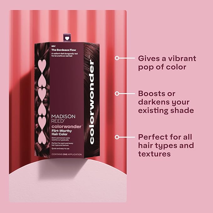 Madison Reed colorwonder Demi-Permanent Hair Color Effortless At-Home Hair Dye Ammonia-Free Cruelty-Free The Bordeaux Flow (5RV Dark Burgundy Red) Pack of 2
