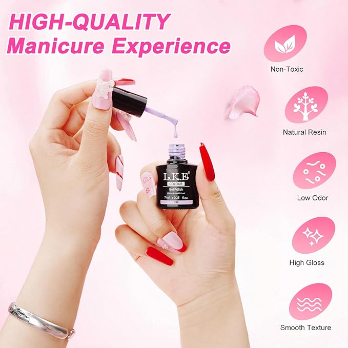 LKEE Gel Nail Polish Kit with U V Light 108W 65 Pcs Gel Nail Polish Set All Season Gels Nail Kit Essential Manicure Tools for DIY Nails Art Gifts for Women (36KIT-color 3)